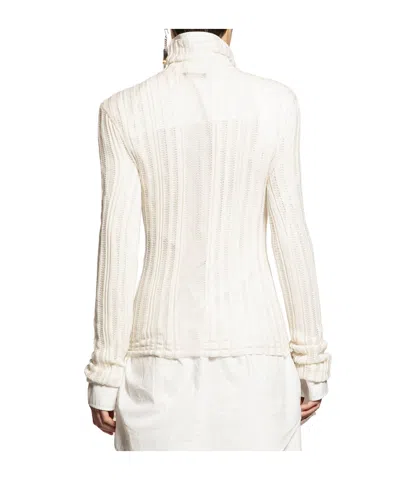 Ann Demeulemeester Aamu Irregular Rib Turtleneck Sweater In White