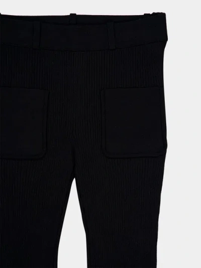 Courrèges Ribbed Knit Trousers Pockets In Black