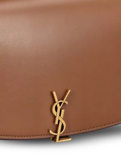 Saint Laurent Voltaire Cross-body Bag Adjustable Strap Top Handle In Brown