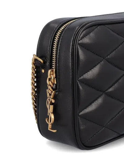 Saint Laurent Quilted Leather Camera Bag Small Leather Goods Black In Black