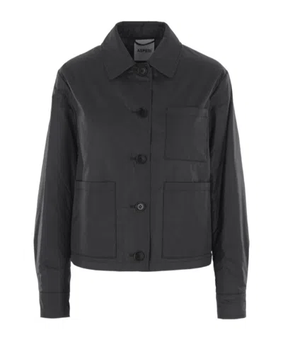 Aspesi Button-fastening Patch-pocket Jacket In Black
