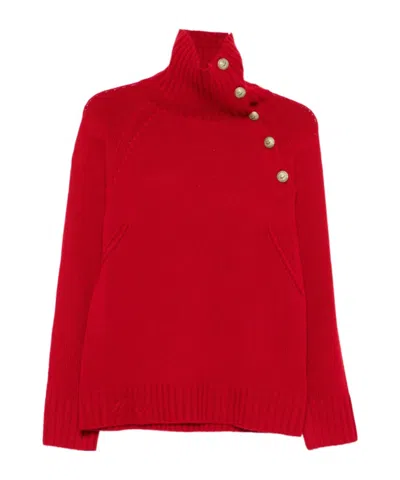 Zadig & Voltaire High-neck Button-detail Sweater In Red