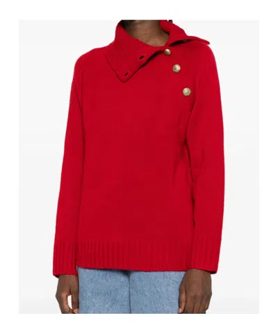 Zadig & Voltaire High-neck Button-detail Sweater In Red