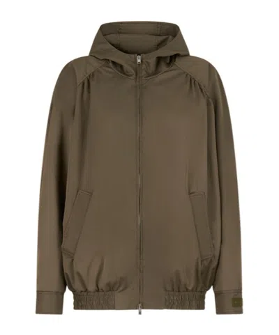 Marni Hooded Bomber Jacket In Brown