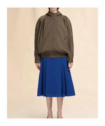 Marni Hooded Bomber Jacket In Brown