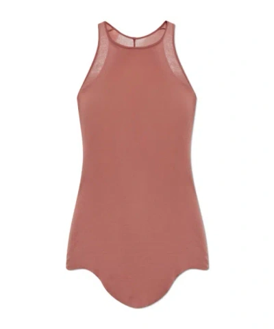 Rick Owens Sleeveless Racerback Top Curved Hem In Pink