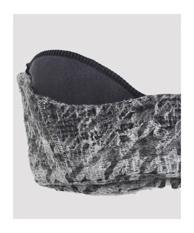 Diesel Abstract Textured Bodysuit With Structured Bust In Gray