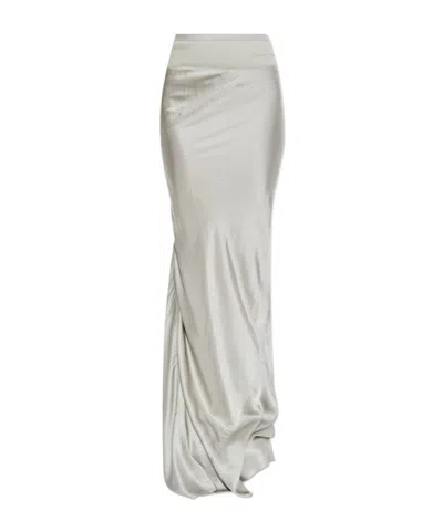 Rick Owens Elastic Waist Skirt In Metallic