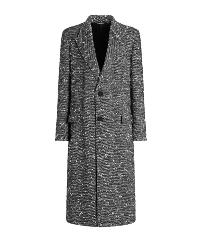 Dolce & Gabbana Herringbone Coat In Black