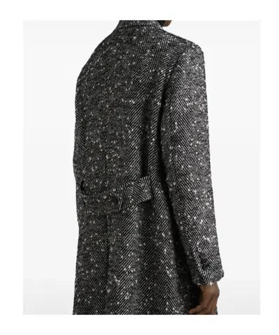 Dolce & Gabbana Herringbone Coat In Black