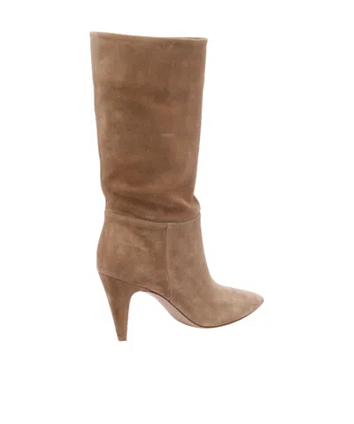 Gianvito Rossi Pointed Toe Suede Finish Ankle Boots In Brown