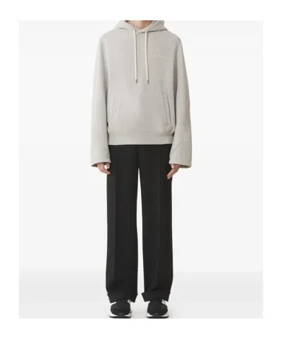 Lanvin Hooded Sweater Drawstring Front Pockets In Gray