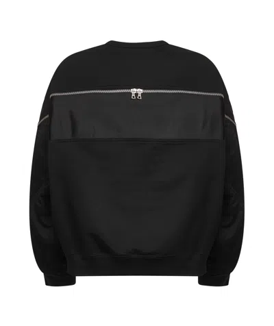 Dries Van Noten Black Contrasting Panels Crewneck Sweatshirt In Black
