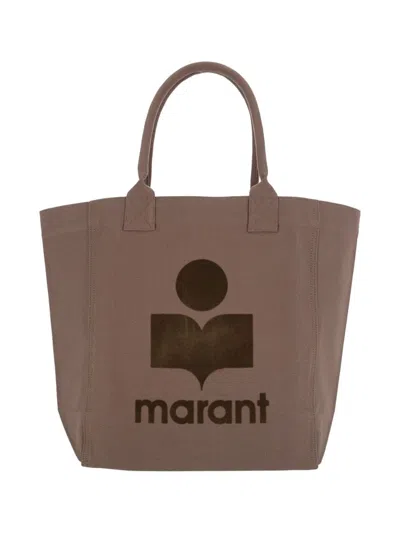 Isabel Marant Yenky Tote Bag With Logo Embroidery In Brown