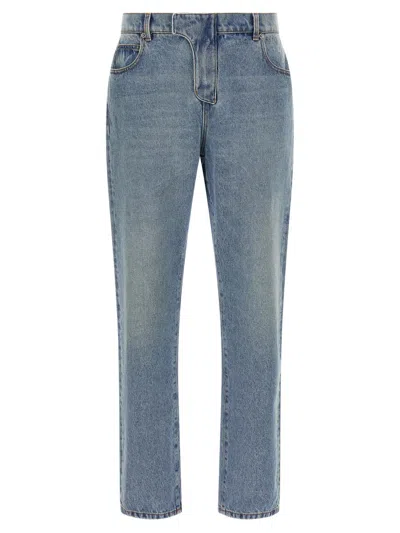 Balmain Stonewashed Cotton Denim Jeans In Blue
