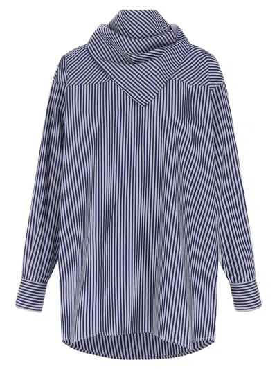 Ami Alexandre Mattiussi Ami Paris Blue Striped Poplin Shirt With Scarf Women In Gray