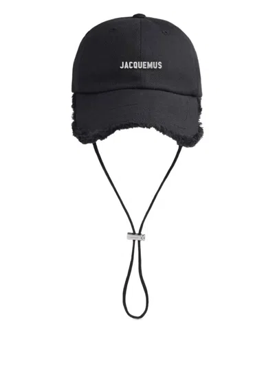 Jacquemus Artichoke Cap With Adjustable Chin Strap In Black