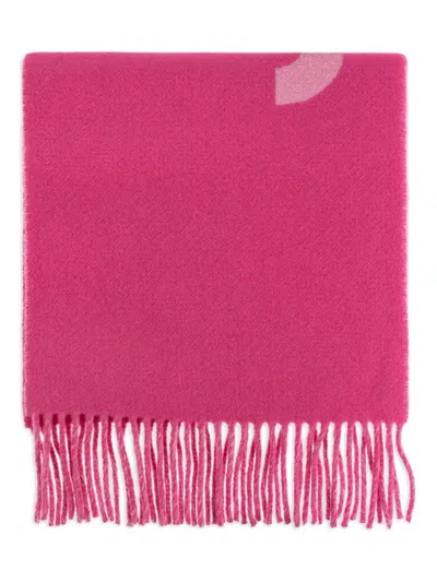 Jacquemus Women Scarf With Logo And Fringe In Pink