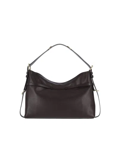 Givenchy Medium Voyou Calfskin Shoulder Bag With Buckle Fastening In Brown