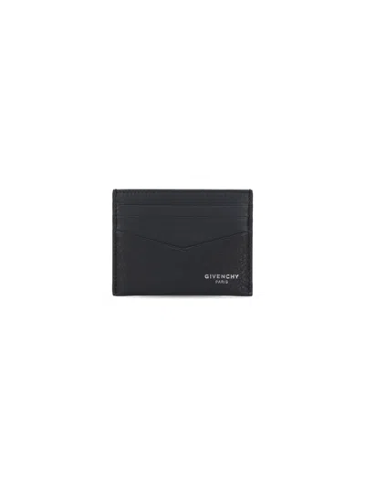 Givenchy Black Card Holder With V Detail And Logo Lettering On The Front In Leather Man In Black