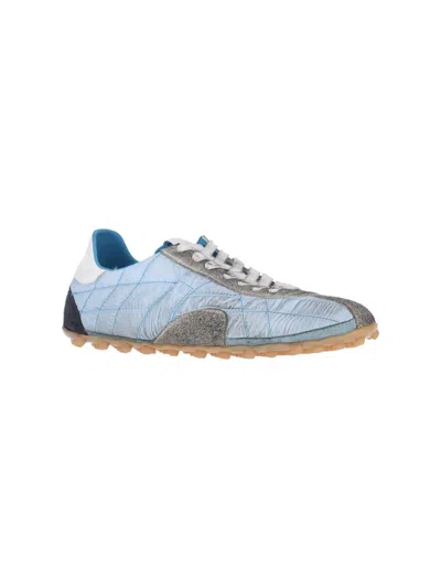 Maison Margiela Quilted Low-top Sneakers With Suede Overlays And Gum Rubber Sole In Blue