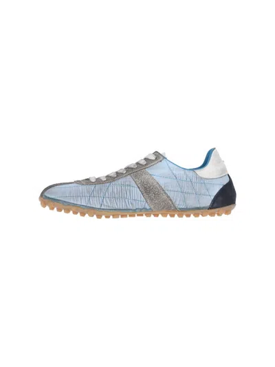 Maison Margiela Quilted Low-top Sneakers With Suede Overlays And Gum Rubber Sole In Blue