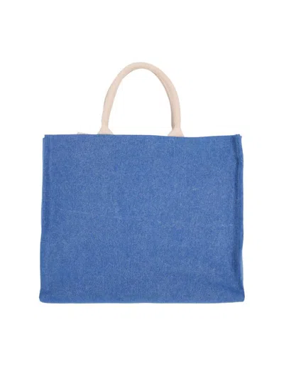 Marni Shopper Bag With Shoulder Strap And Top Handles In Blue