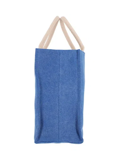 Marni Shopper Bag With Shoulder Strap And Top Handles In Blue