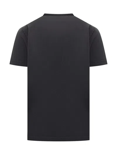 Dsquared2 Printed Black T-shirt With Bold White Details In Blue