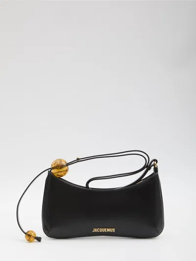 Jacquemus Le Bisou Perle Smooth Leather Bag In Black