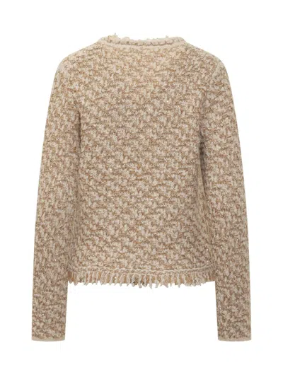 Fabiana Filippi Bicolor Tweed Boucle Jacket In Neutral