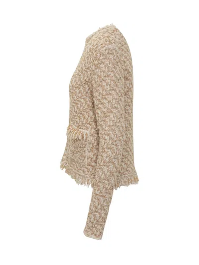 Fabiana Filippi Bicolor Tweed Boucle Jacket In Neutral