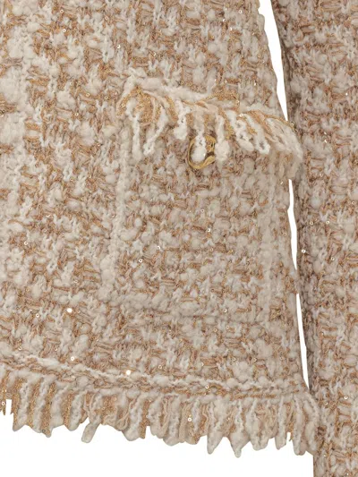 Fabiana Filippi Bicolor Tweed Boucle Jacket In Neutral