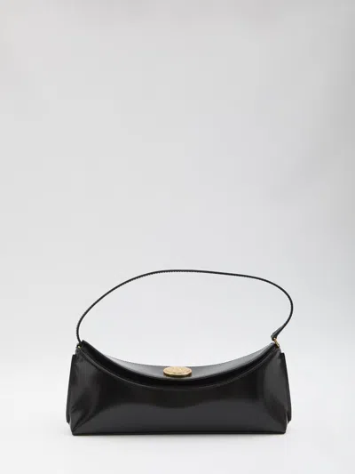 Jacquemus Le Calisso Black Shoulder Bag With Engraved Snap Button In Leather In Black