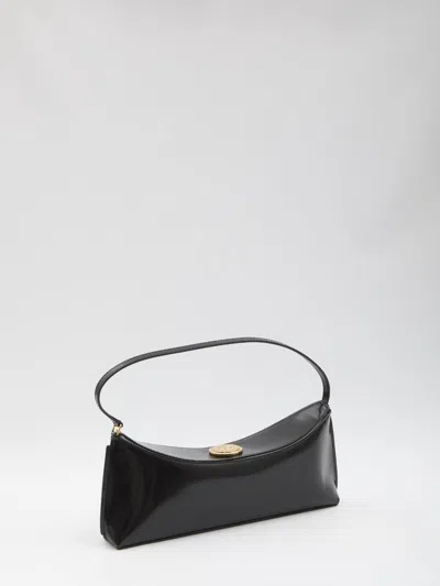 Jacquemus Le Calisso Black Shoulder Bag With Engraved Snap Button In Leather In Black