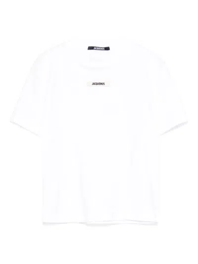 Jacquemus Cropped White T-shirt With Centered Patch In White