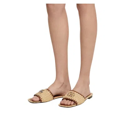 Gucci Woven Raffia Slides Embellished Detail In Animal Print | ModeSens