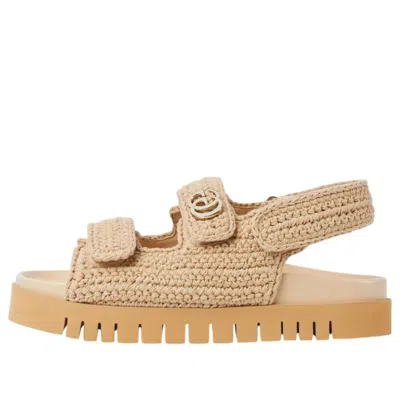 Gucci Women Beige Crochet Sandals In Neutral