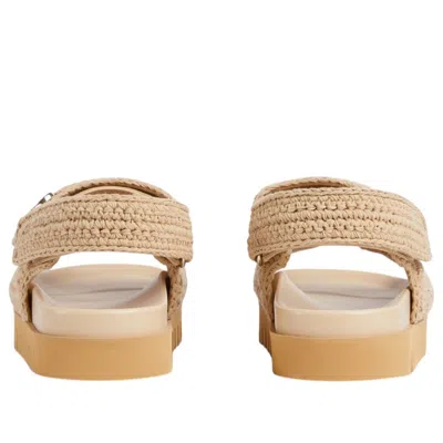 Gucci Women Beige Crochet Sandals In Neutral