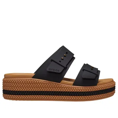 Crocs Brooklyn Woven Buckle 209978-001 Sandals Womens Black Wedge Heel Gal1852 In Multi