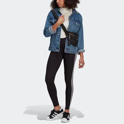 Adidas Originals 3 Stripes Tight Cotton Leggings In Black