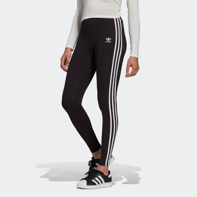 Adidas Originals 3 Stripes Tight Cotton Leggings In Black