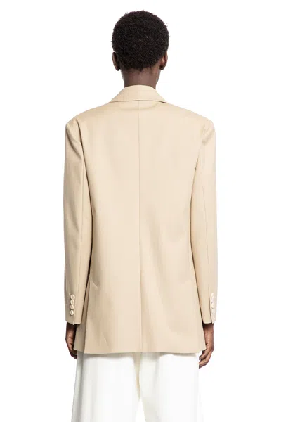 Max Mara Double-breasted Blazer In Stretch Canvas In Neutral