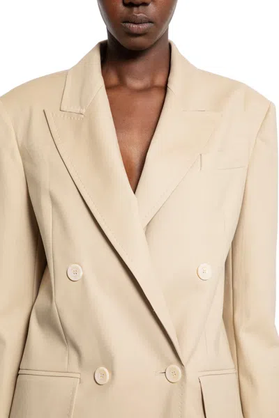 Max Mara Double-breasted Blazer In Stretch Canvas In Neutral