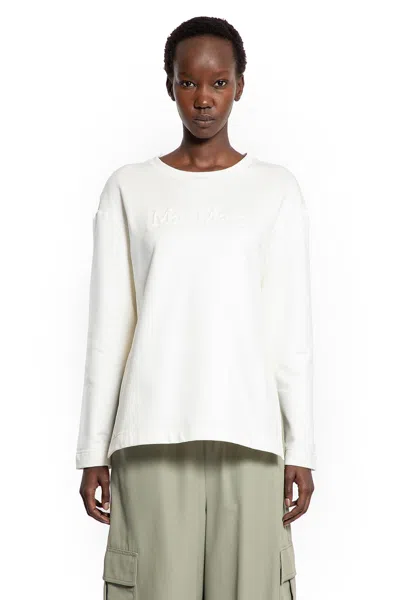 Max Mara Silk And Cotton Logo Sweatshirt In White