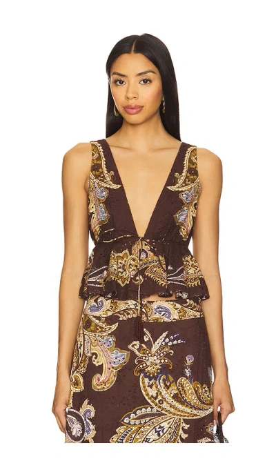 Hemant & Nandita Peplum Top In Brown