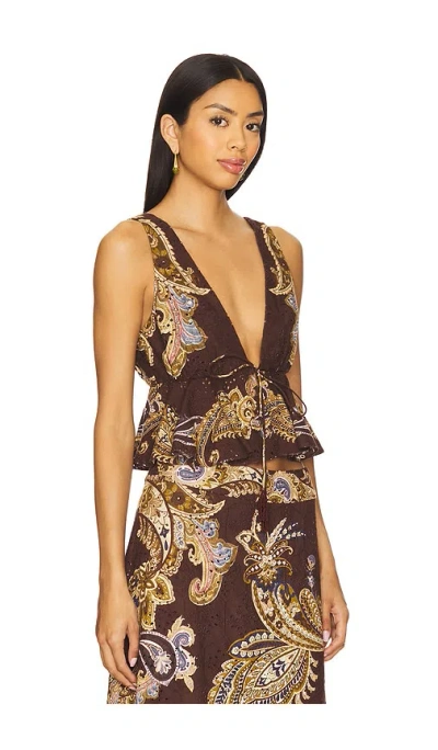 Hemant & Nandita Peplum Top In Brown