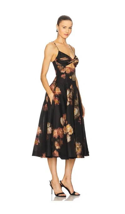 Zimmermann Hypnotic Embellished Belted Cutout Linen And Silk-blend Midi Dress In Multi