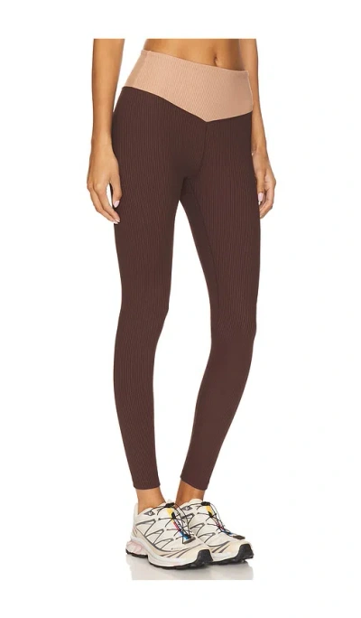 Year Of Ours Ribbed Two Tone Dip Legging In Brown