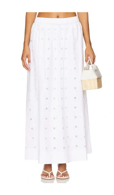 Posse Open-cut Dots Midi A-line Skirt In White